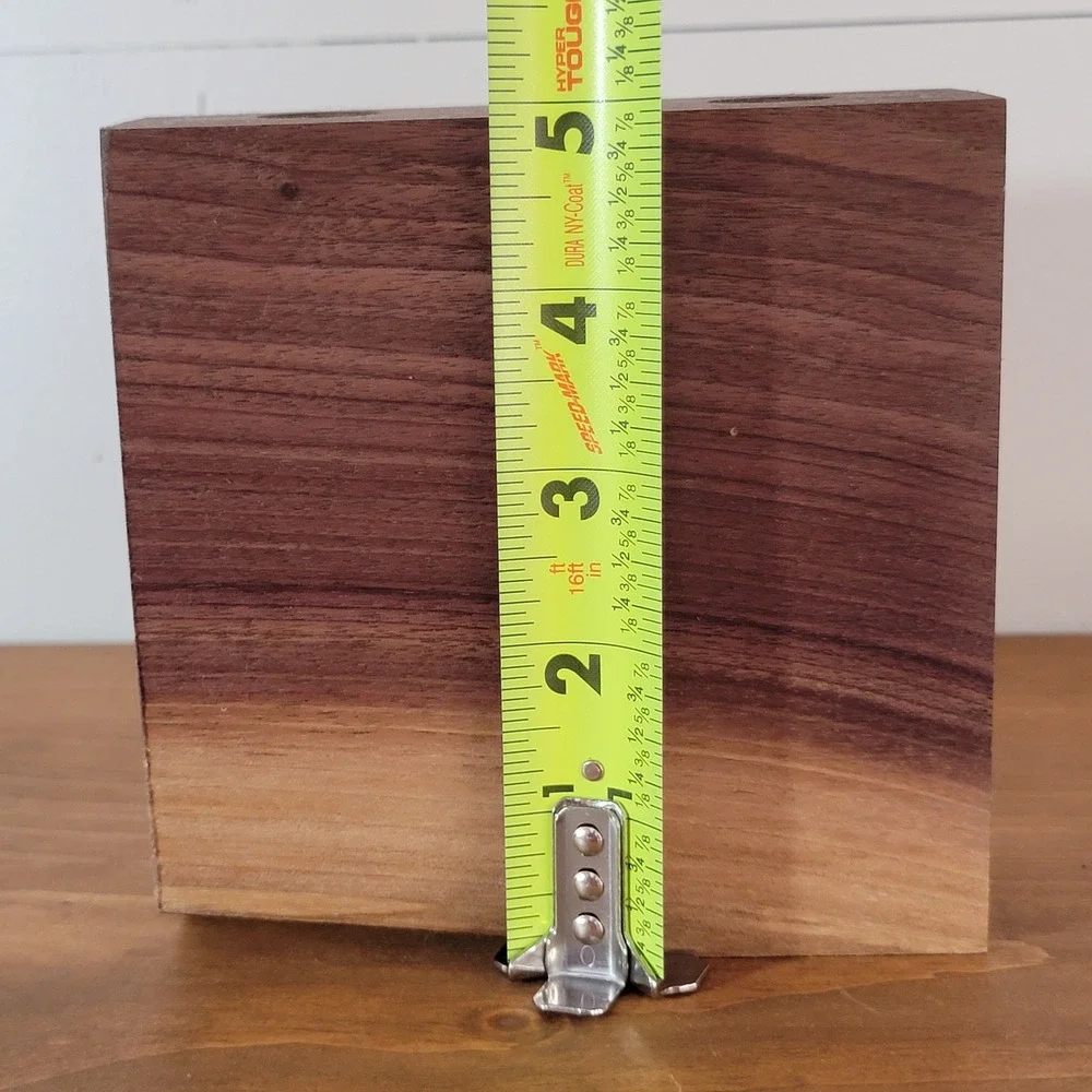 Handmade Live Edge Walnut Wood Air Plant Holder 2 Hole Minimalist Block Decor